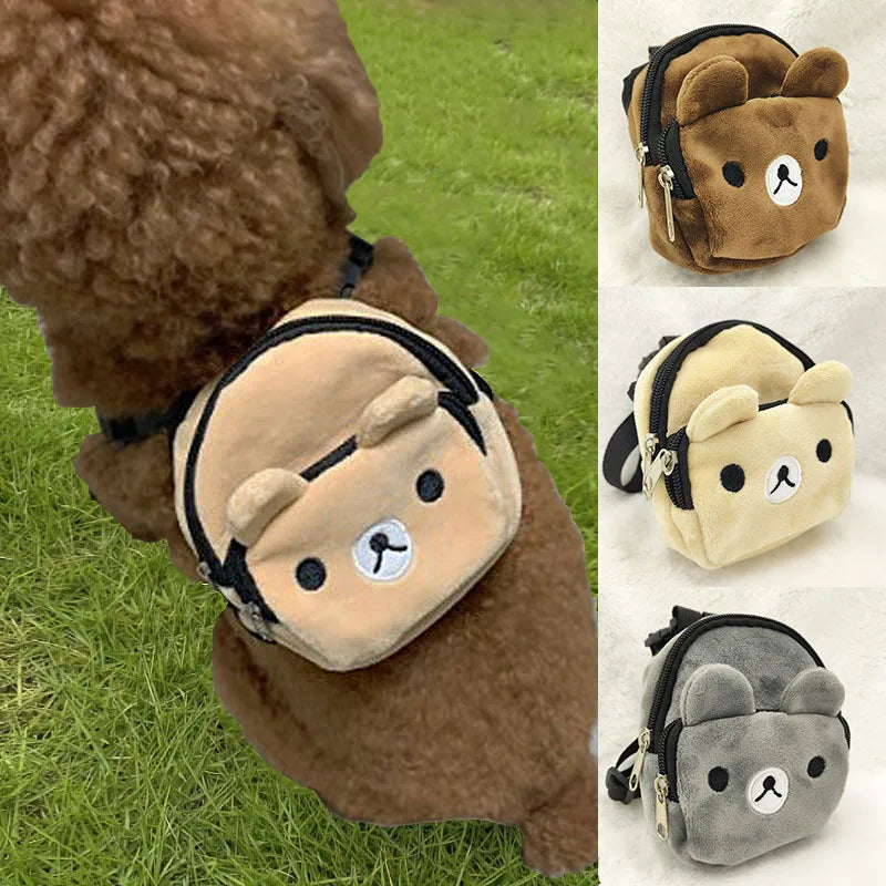 Pet Dog Backpack Durable Puppy Self Carry Backpack Adjustable Leash Cartoon Portable Harness Teddy Dog Outdoor Snack Bag