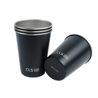 Outdoor 304 Stainless Steel Cup Camping 4-Piece Cup Set Picnic Barbecue Beer Steins Climbing Water Cup Tea Milk Coffee Cup