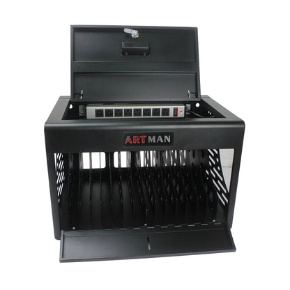 16 Bay Charging Cabinet for Laptop Chromebook Locking Charging Station-BLACK