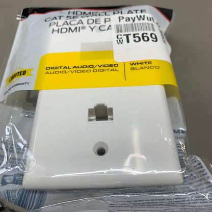 MONSTER Plastic Coaxial Wall Plate 4"x2.5" White JHIU0072