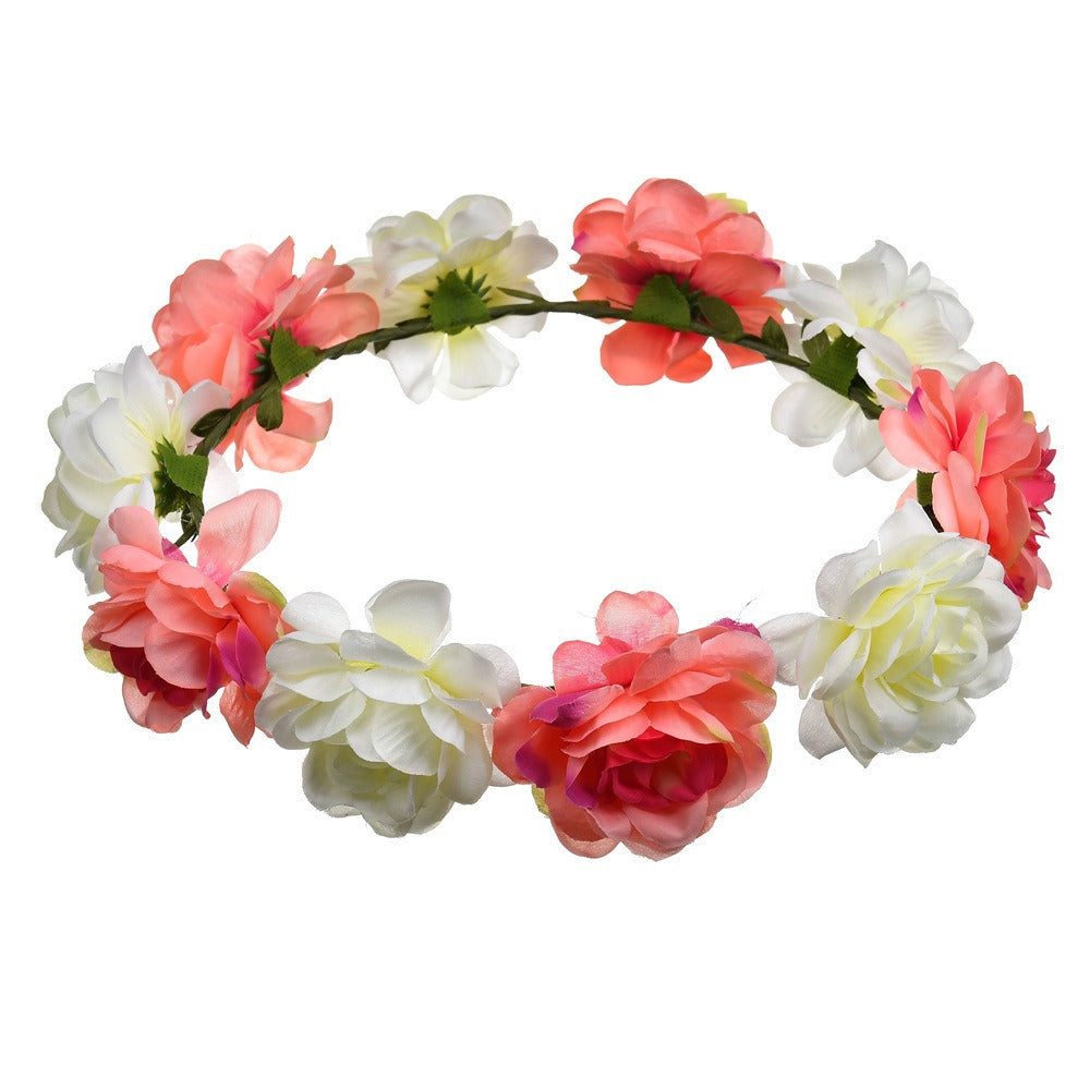Bohemian Beach Rose Blossom Hair Hoop Bride Flower Ring Hair Strap