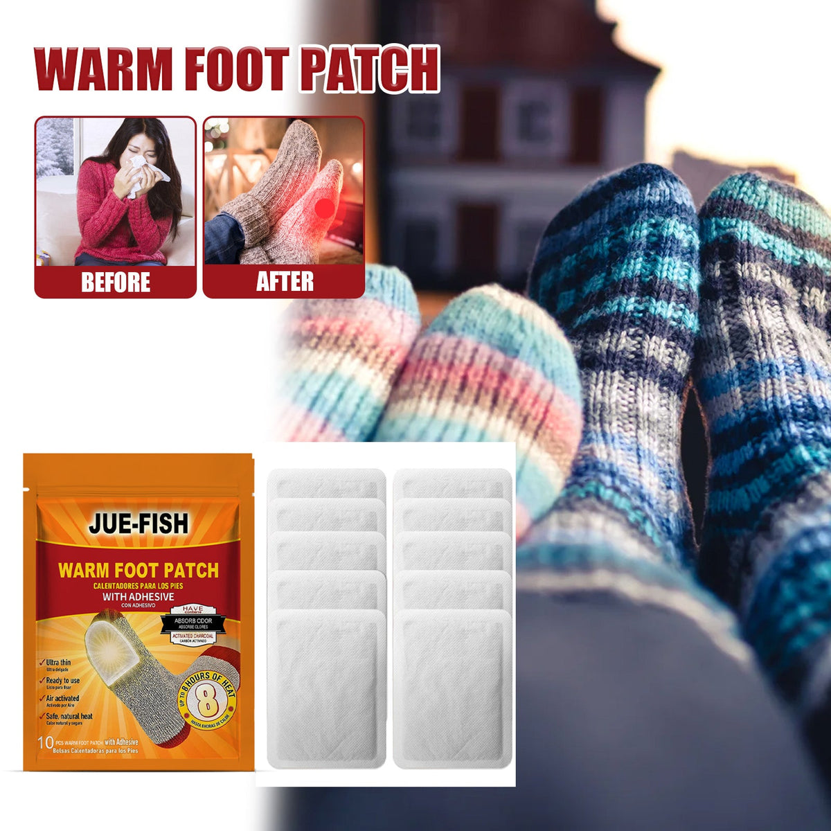 Foot Warm Patch, Warm Portable Disposable Heat And Cold Warm Foot Patch