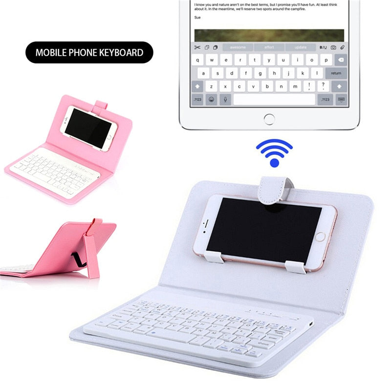 Portable PU Leather Wireless Keyboard Case for iPhone Protective Mobile Phone with Bluetooth Keyboard For IPhone Android Phone