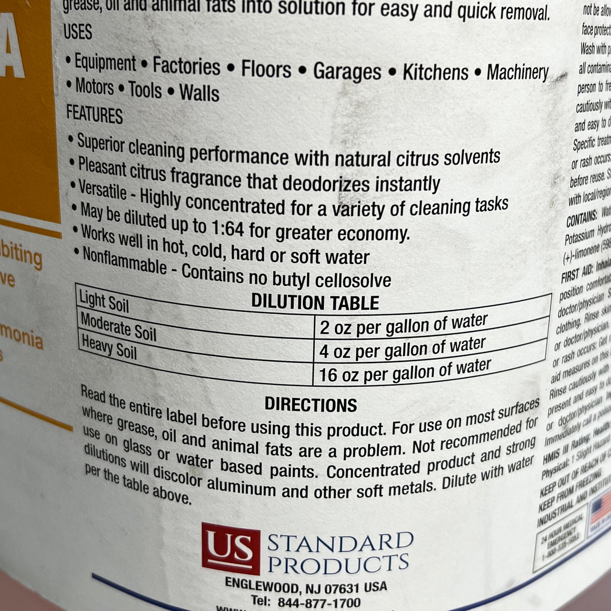 US Heavy-Duty All-Purpose Cleaner Citrus Formula 3000 Liquid 5 Gal Orange 4553