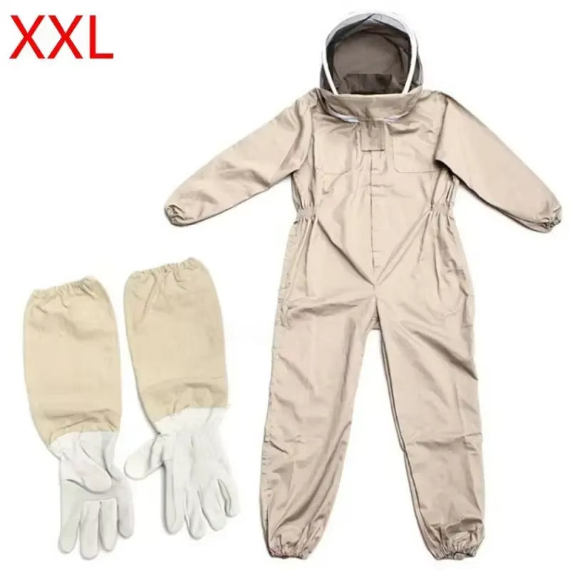 1 Set of Professional Ventilated Full - Body Beekeeping Suit with Gloves