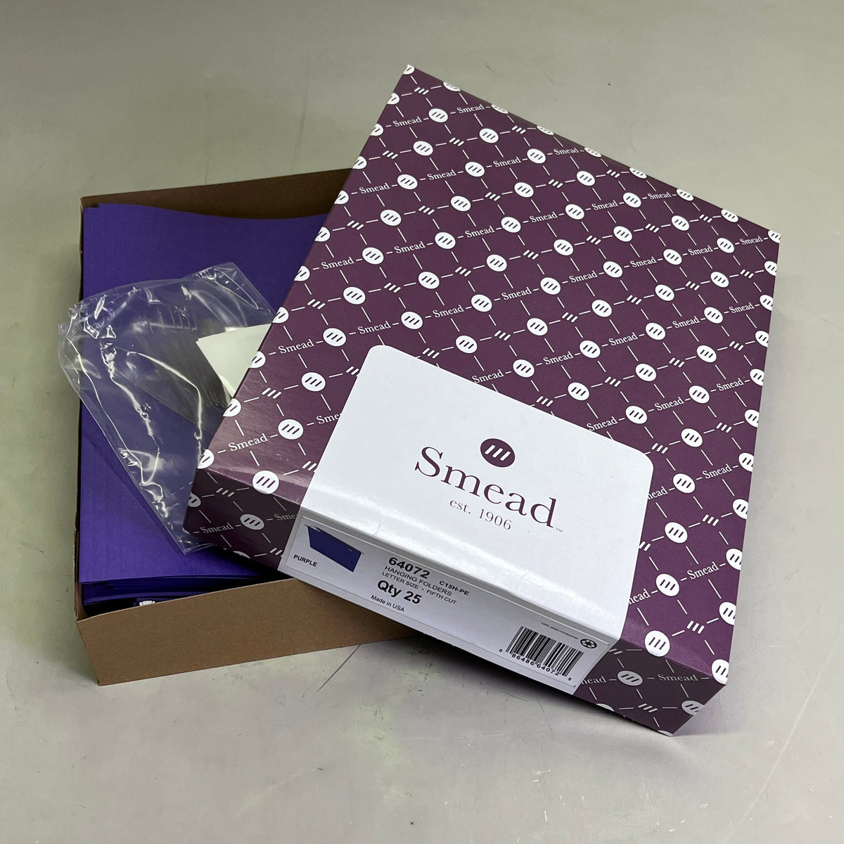 SMEAD (25 PACK) Hanging File Folders Letter Sz 1/5 Cut Tabs Purple 64072