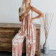 Sexy Wide-Leg Printed Jumpsuit with Strap for Women