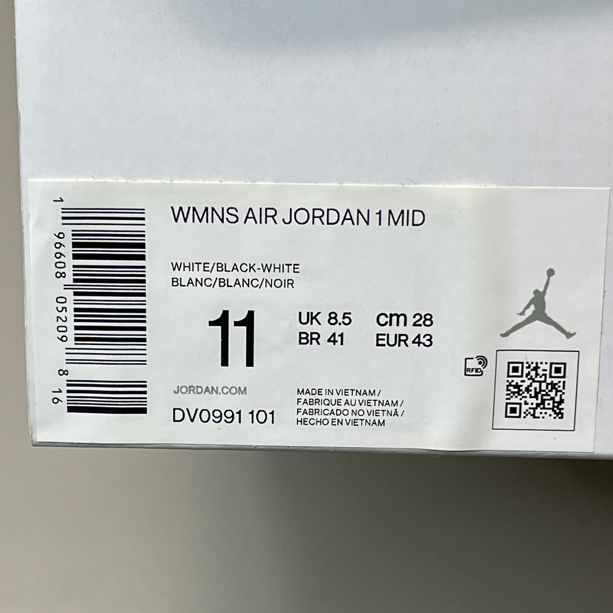 NIKE AIR JORDAN 1 Mid Panda Shoe Women's Sz 11 Black / White DV0991-101 (New)