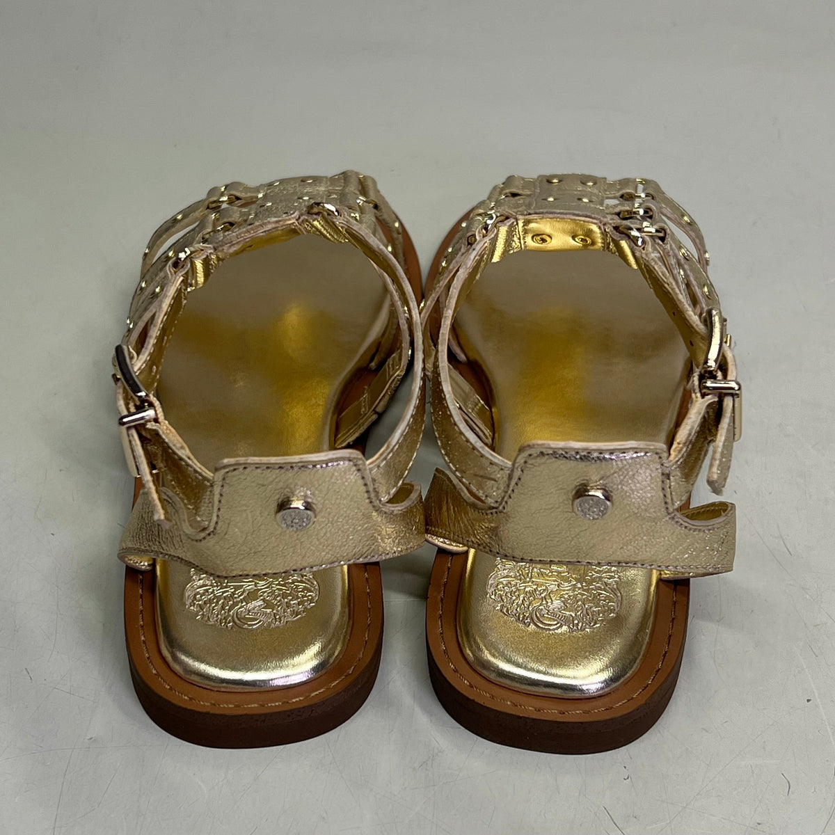 VINCE CAMUTO Leather Studded Gladiator Sandals Women's Sz 9M Egyptian Gold