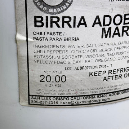 KUKO'S Birria Adobo Marinade 20 LBS Red KA852002 (New Other, Distressed Container) BB 10/26