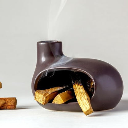 Ceramic Incense Burner with Palo Santo and Sage for Aromatherapy