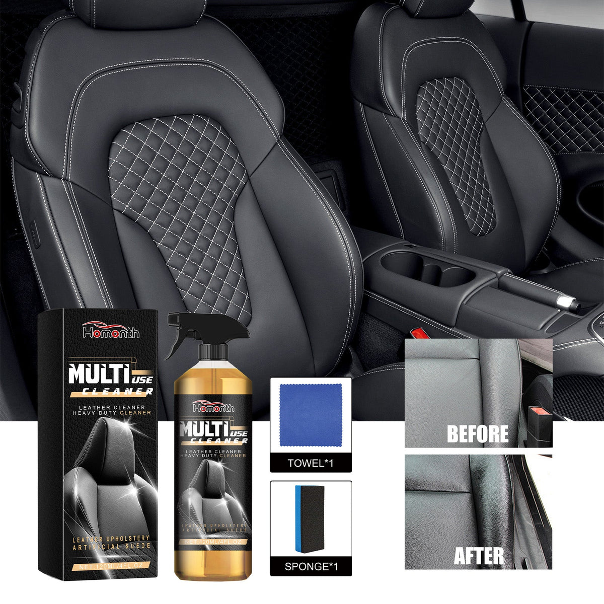 Mult-Use Cleaner, Car Interior Leather Maintenance And Renovation Decontamination Cleaning Agent