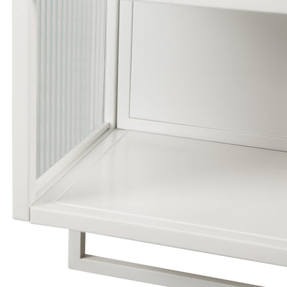 23.62"Glass Doors Modern Two-door Wall Cabinet with Featuring Two-tier Enclosed Storage an Open Shelf and Towel Rack
