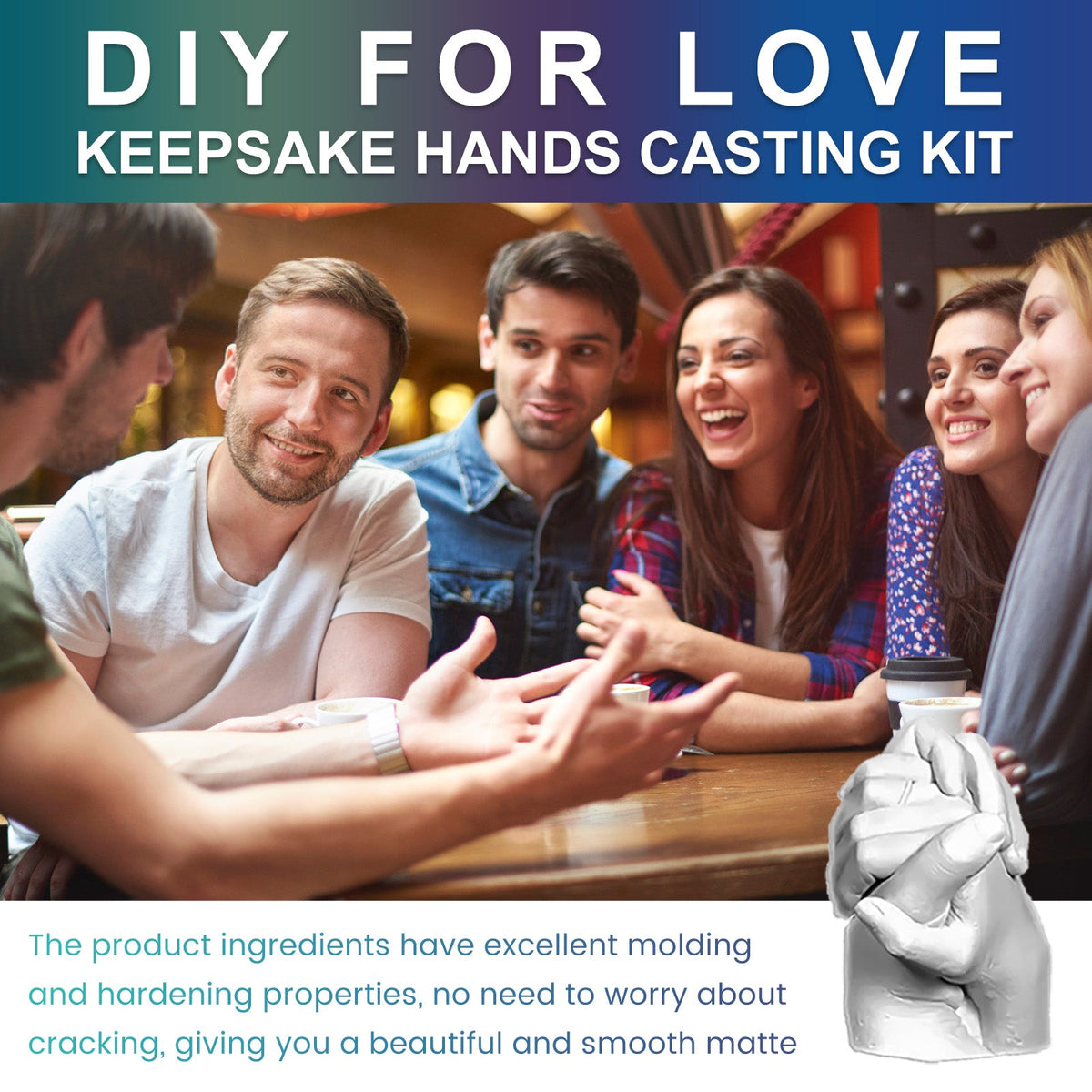 DOWMOO Diy For Love Keepsake Hands Casting Kit, Homemade Holiday Gift Hand-Seal Clay Plaster Commemorative Crafts
