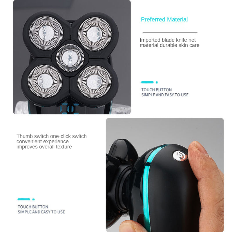 Electric Shaver Shaving Head Machine Five-Blade Self-Service Bald Head Rechargeable Waterproof Washing Razor