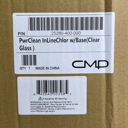 CMD Powerclean Tab Ultra In-line Chlorinator with Base w/ Clear Glass, White