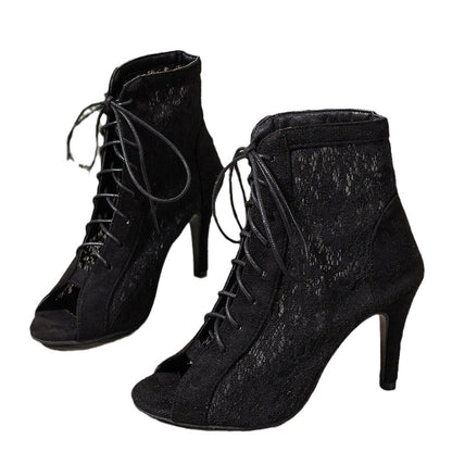 Sandals hollowed out shoes front strap with fish mouth ultra-high slim heel high-heeled cool boots