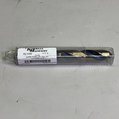 KIMBALL MIDWEST Super Primalloy Reduced Shank S&D Drill Bit 23/32"Dia x 6"L 82046