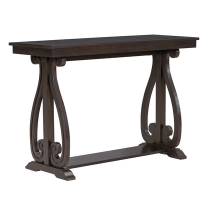 48-Inch Rustic Vintage Console Table --- Farmhouse Style Entryway Table with Open Shelf and Sturdy Construction  (Espresso)