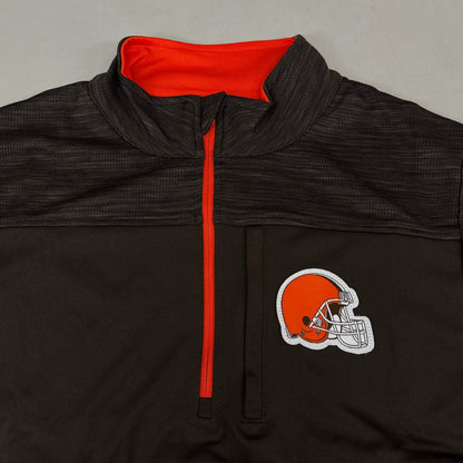 NFL Cleveland Browns Quarter Zip Pullover Shirt Long Sleeve M Brown 1802969