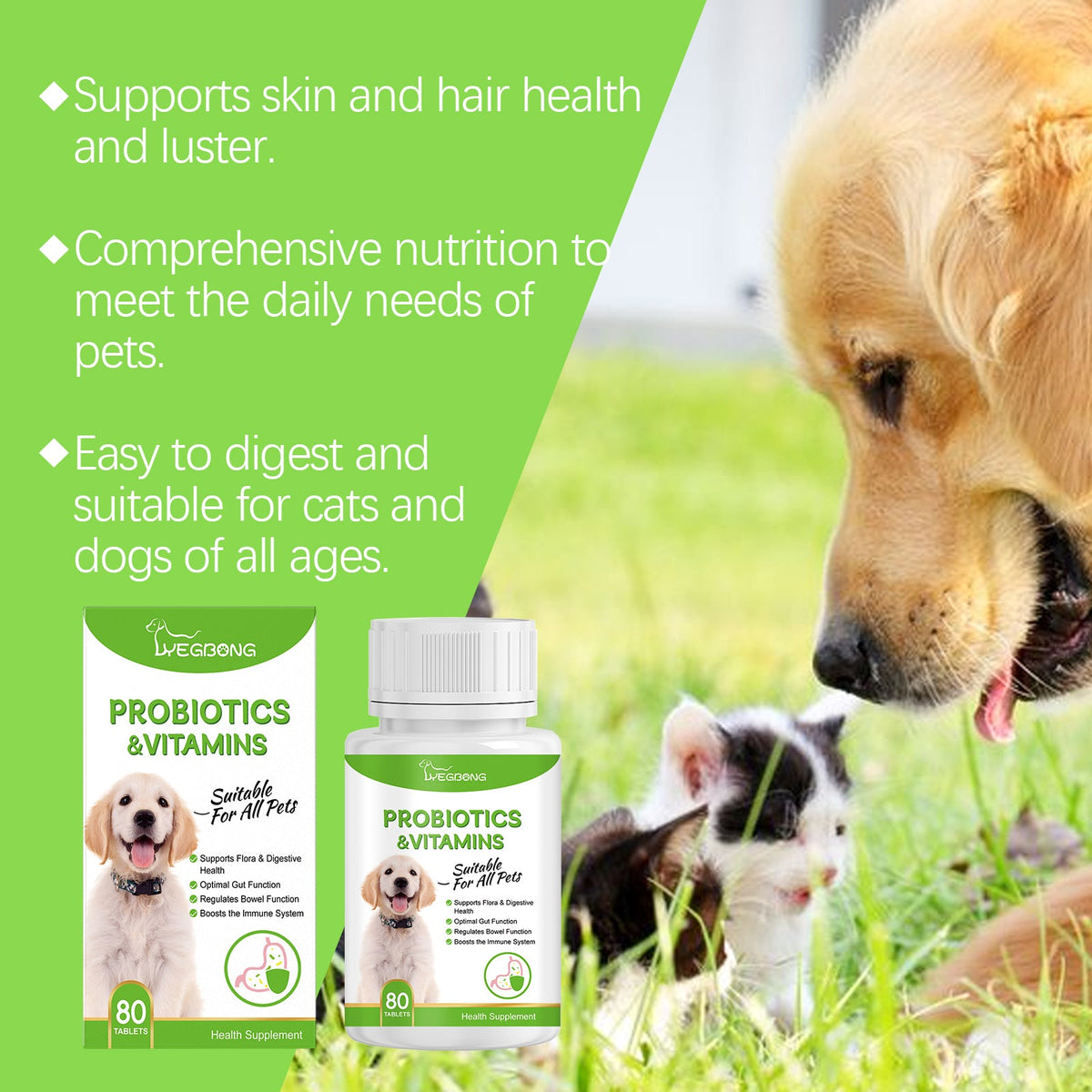 Pet Probiotic Tablets Improve Gut Health And Promote Nutritional Absorption Of Pet Care Supplements