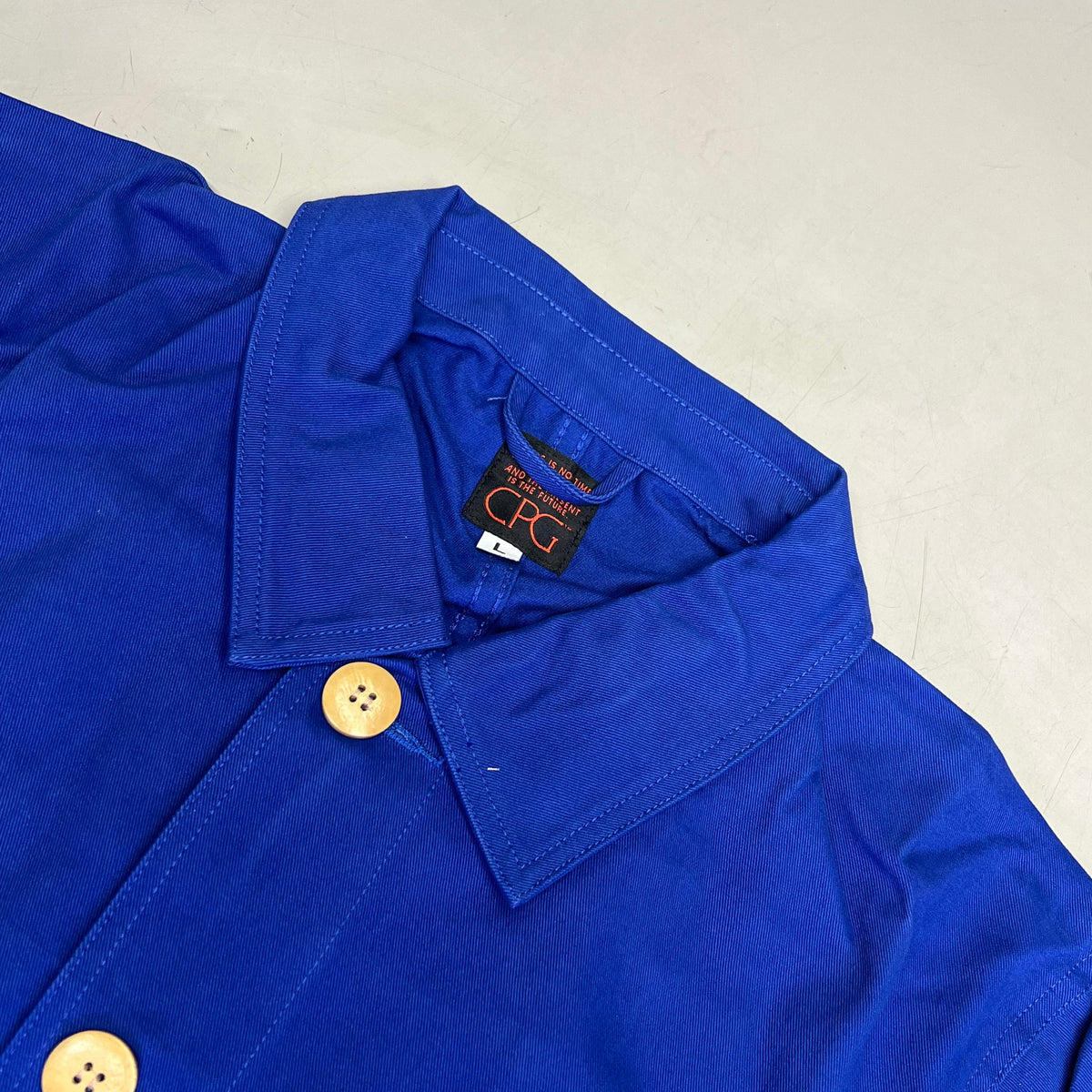 CPG CODEGRAPHY WORLDWIDE 4 Pocket Button Up Shore Coat Men's Sz L Blue