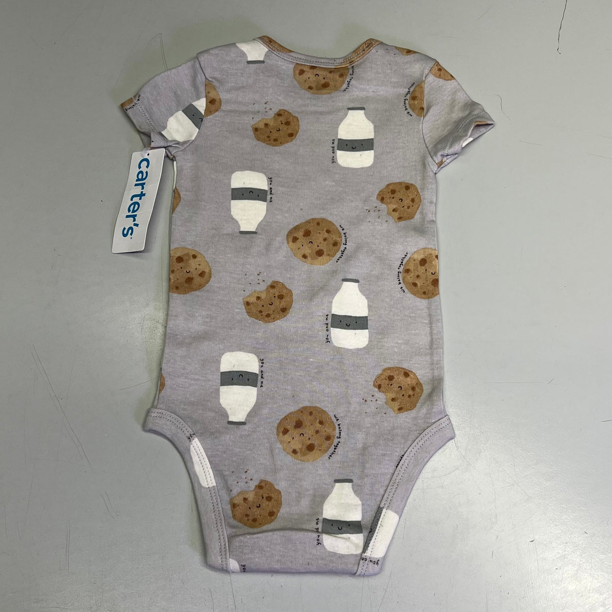 CARTERS (5 PIECE SET) Milk & Cookie - Animal Bodysuit Baby Boys Sz 3M Blue/White