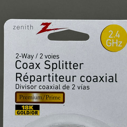 ZENITH (2 PACK) Premium 2-Way Coax Splitter 2.4GHz Protected 18K Gold VS3001SP2W
