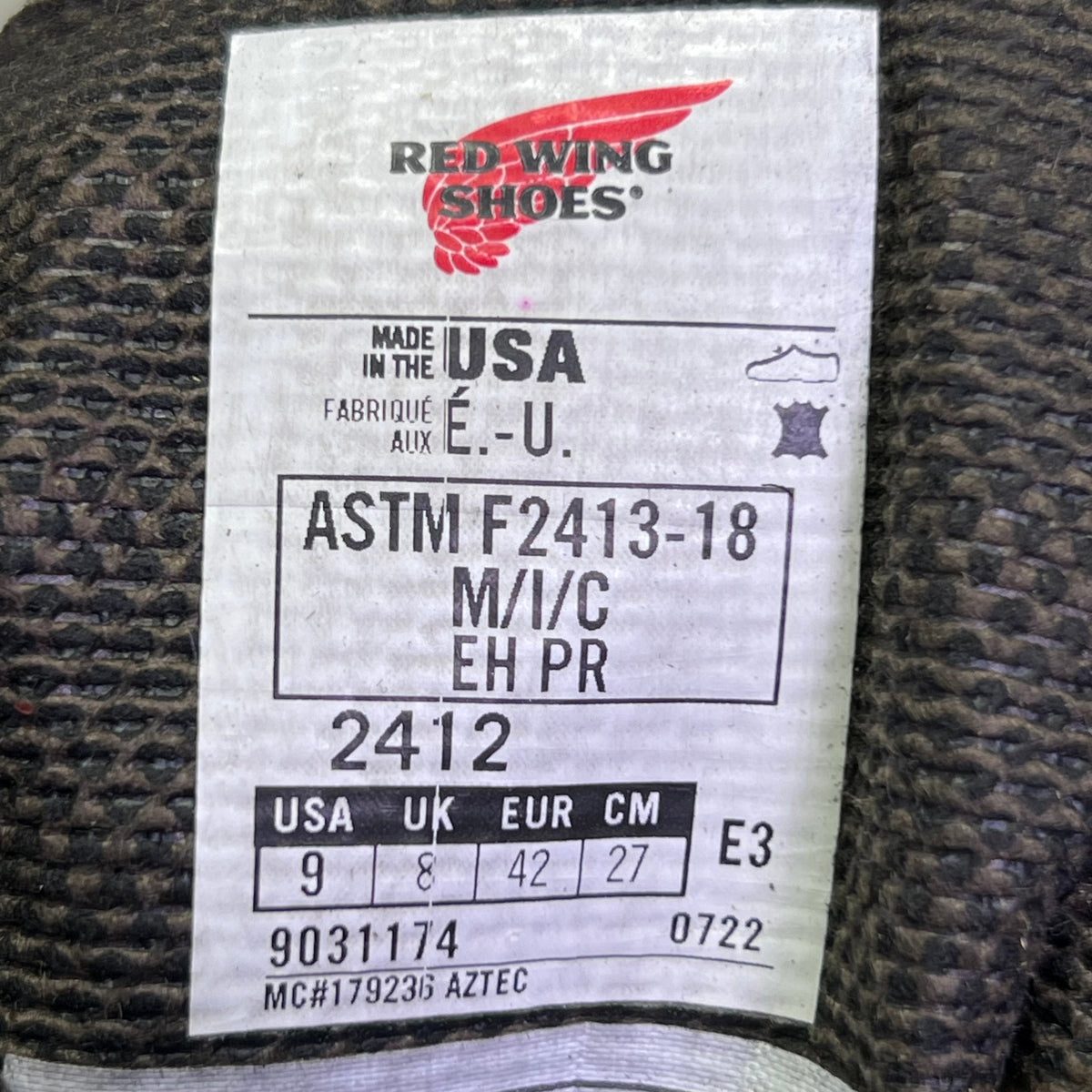 RED WING SHOES Men's Sz 9 Insulated, Waterproof CSA Safety Toe Boot, Brown 2412 (New Other, Dirty Box)