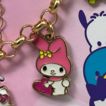SANRIO Hello Kitty & Friends Charm Bracelet Gold-Tone Lobster Clamp Zinc 7" L