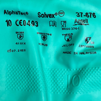 ANSELL (6-PACK) Alphatec Solvex Safety Gloves Size-10 Chemical-Resistant 37-676