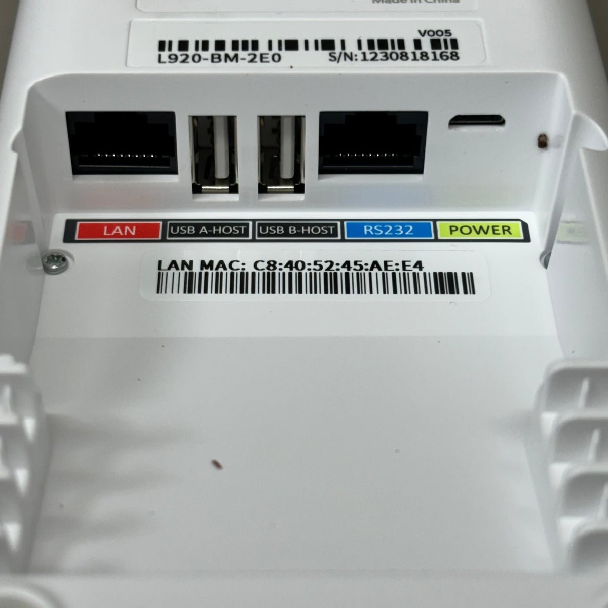 PAX Efficient Charging Dock w/ Ethernet & USB 920 Android Terminal White L920-BM