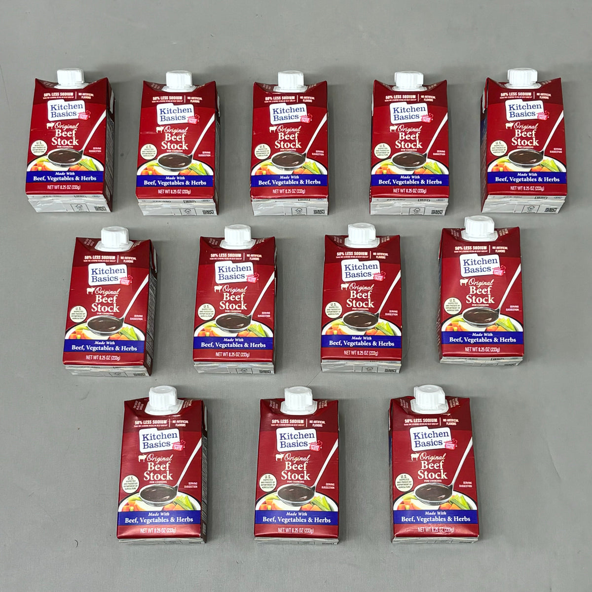 KITCHEN BASICS (12 PACK) Original Beef Stock 50% Less Sodium 8.25fl oz BB 02/26