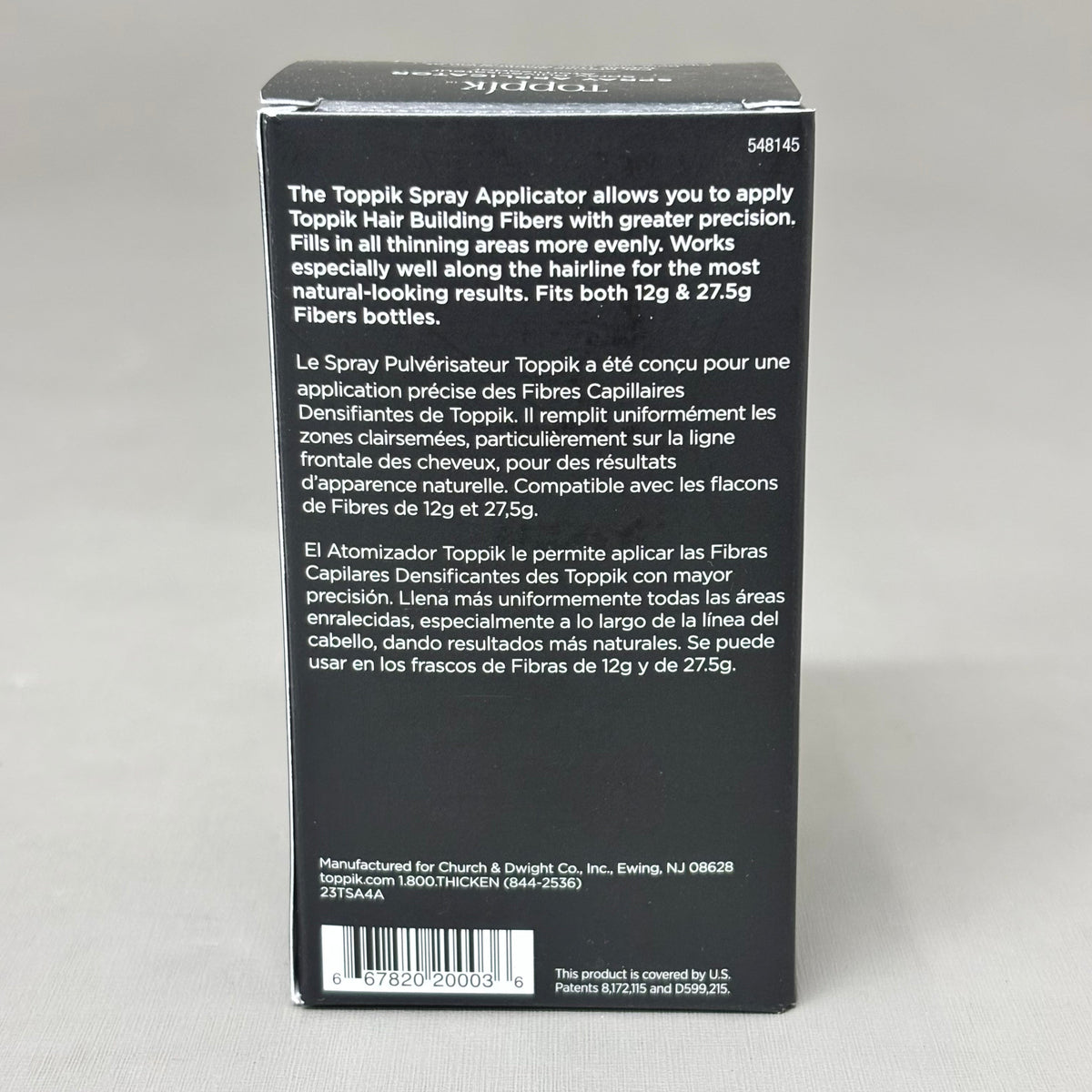 TOPPIK Fiber Spray Applicator Fits Regular & Economy Sz Hair Fiber Bottles Black