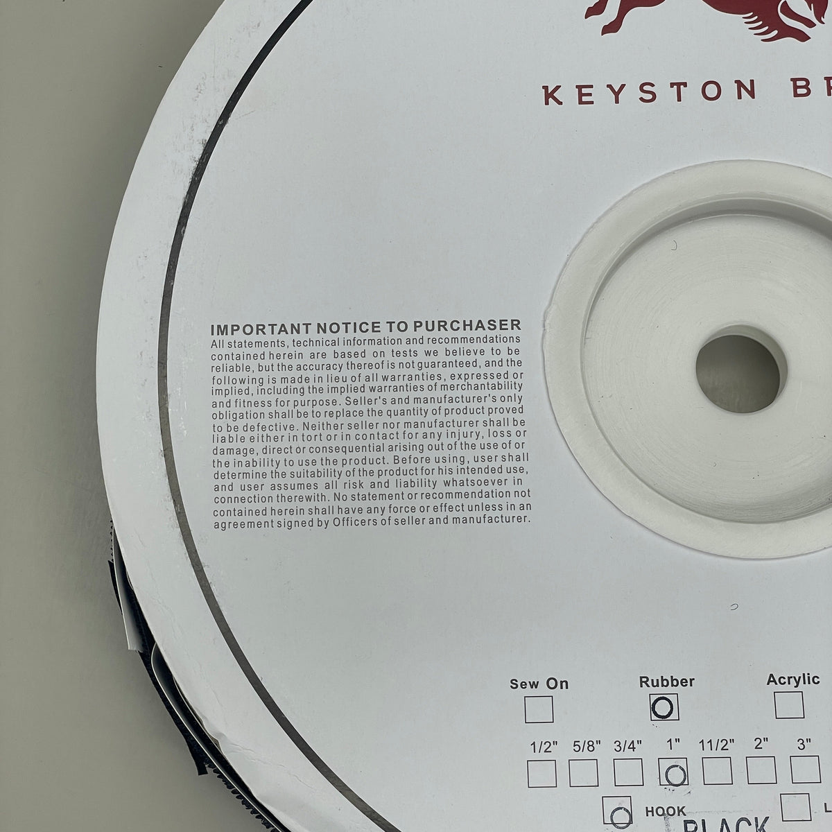 KEYSTON BROS 1" Pressure Sensitive Rubber Based Adhesive Hook 25 yds Black KY1HBPS