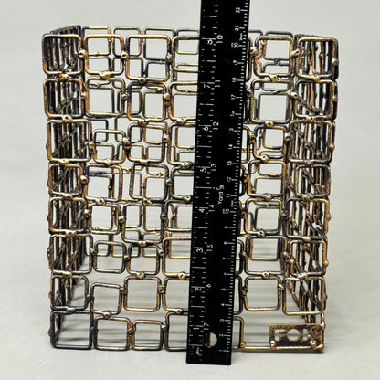 FOH Coppered Link Hand-Painted Fused Iron Square Riser 3 Piece Set BRI002GOI20