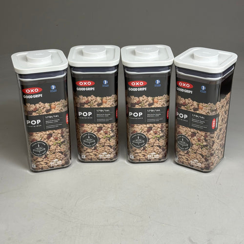 OXO (4 Pack) Good Grips POP Container Small Square Medium 1.7 Qt 719812684956