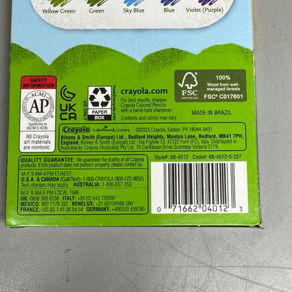 CRAYOLA (12 PACK) Wood Colored Pencils Long Pre Sharpened 12 Pencils Per Package