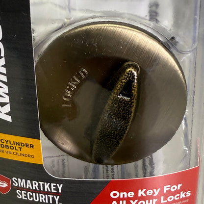 KWIKSET Deadbolt w/ Smartkey Keyed One Side Satin Brass Finish 92580-033