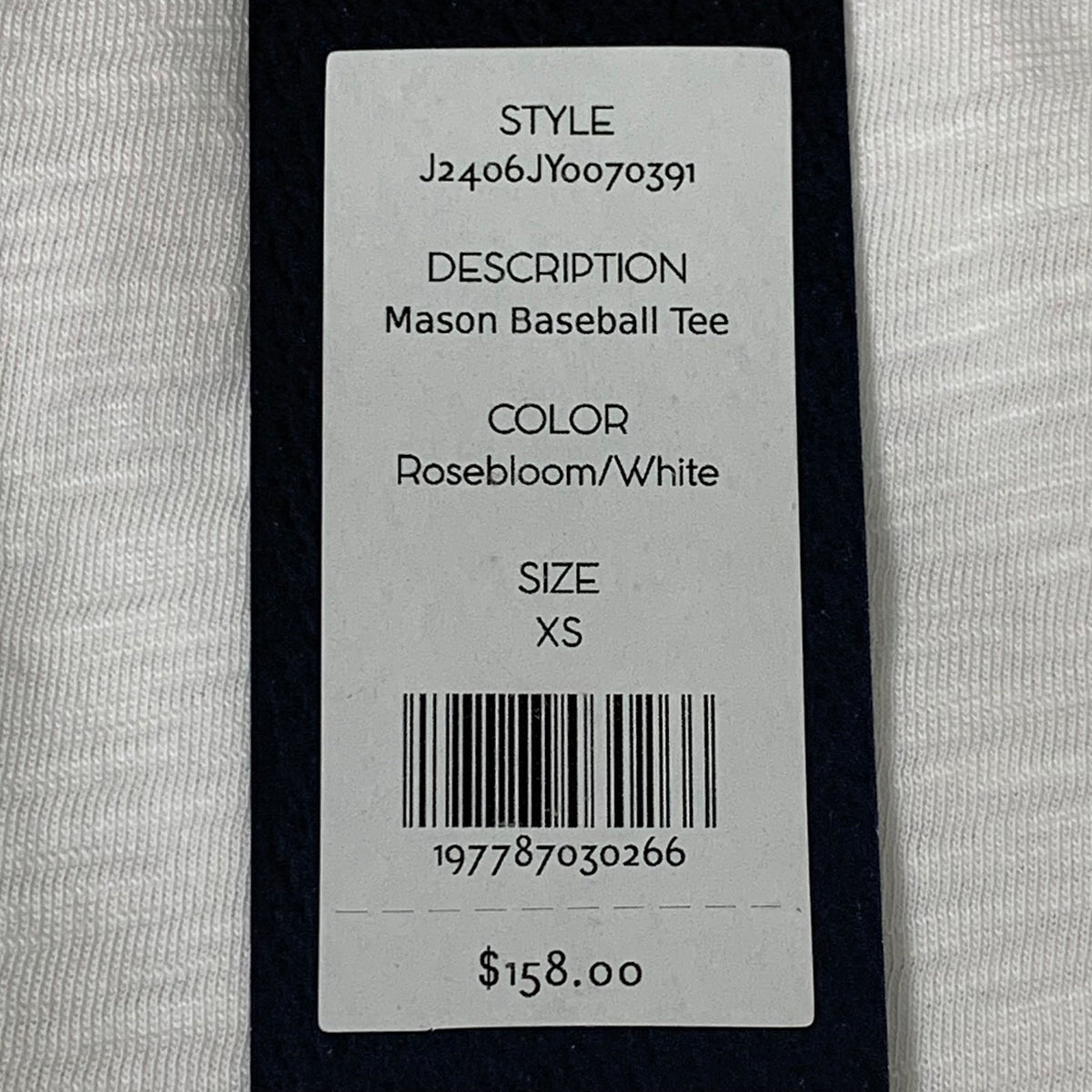 VERONICA BEARD Jeans Women's Mason Baseball Tee Sz-XS Rosebloom/White
