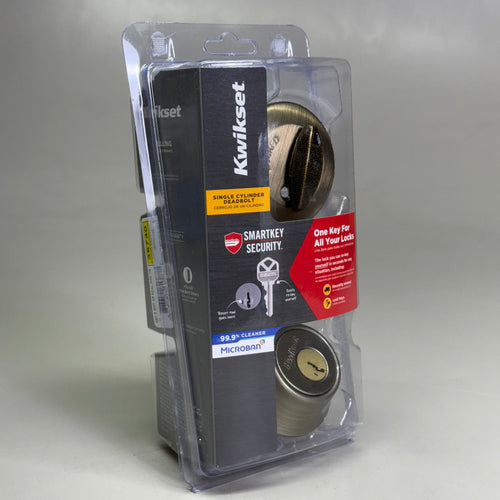 KWIKSET Deadbolt w/ Smartkey Keyed One Side Satin Brass Finish 92580-033