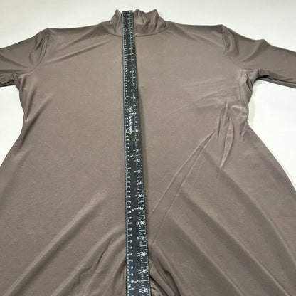 NORMA KAMALI Slim Fit Turtleneck Catsuit w/ Footsie Women's Sz XL/42 Chocolate