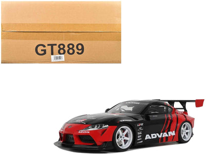 2020 Toyota Supra GR RHD (Right Hand Drive) "Advan" Black and Red 1/18 Model Car by GT Spirit