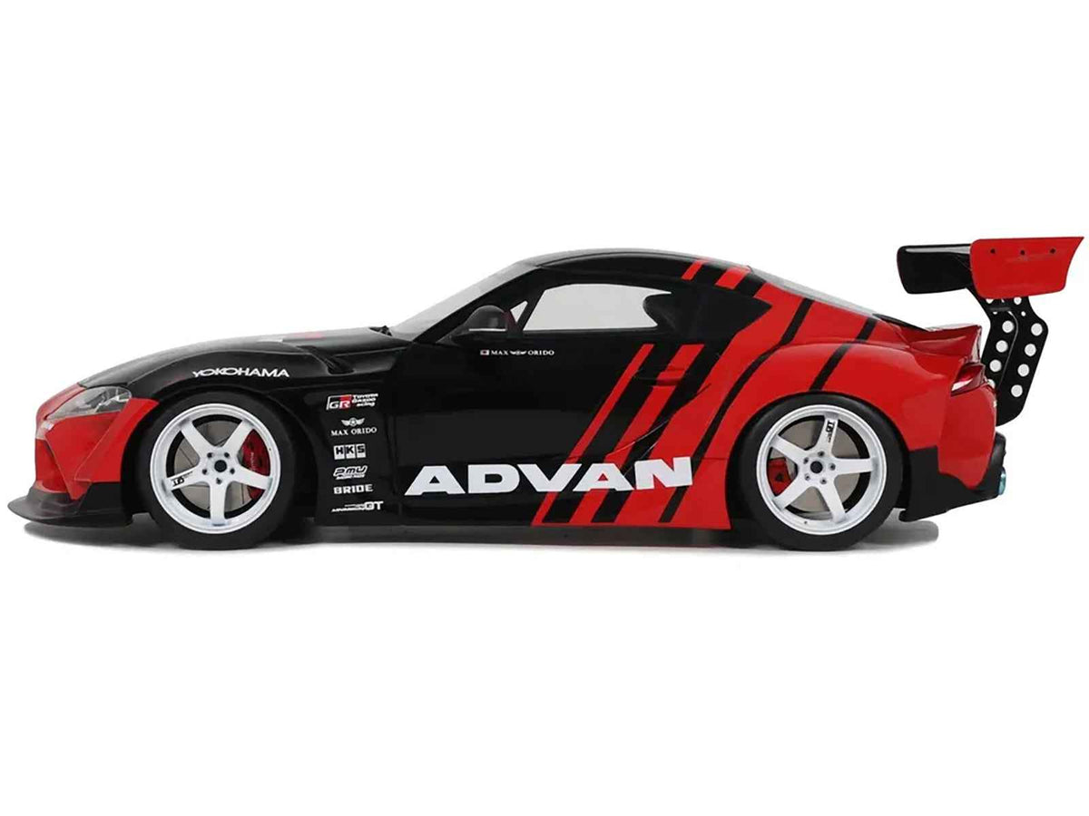 2020 Toyota Supra GR RHD (Right Hand Drive) "Advan" Black and Red 1/18 Model Car by GT Spirit
