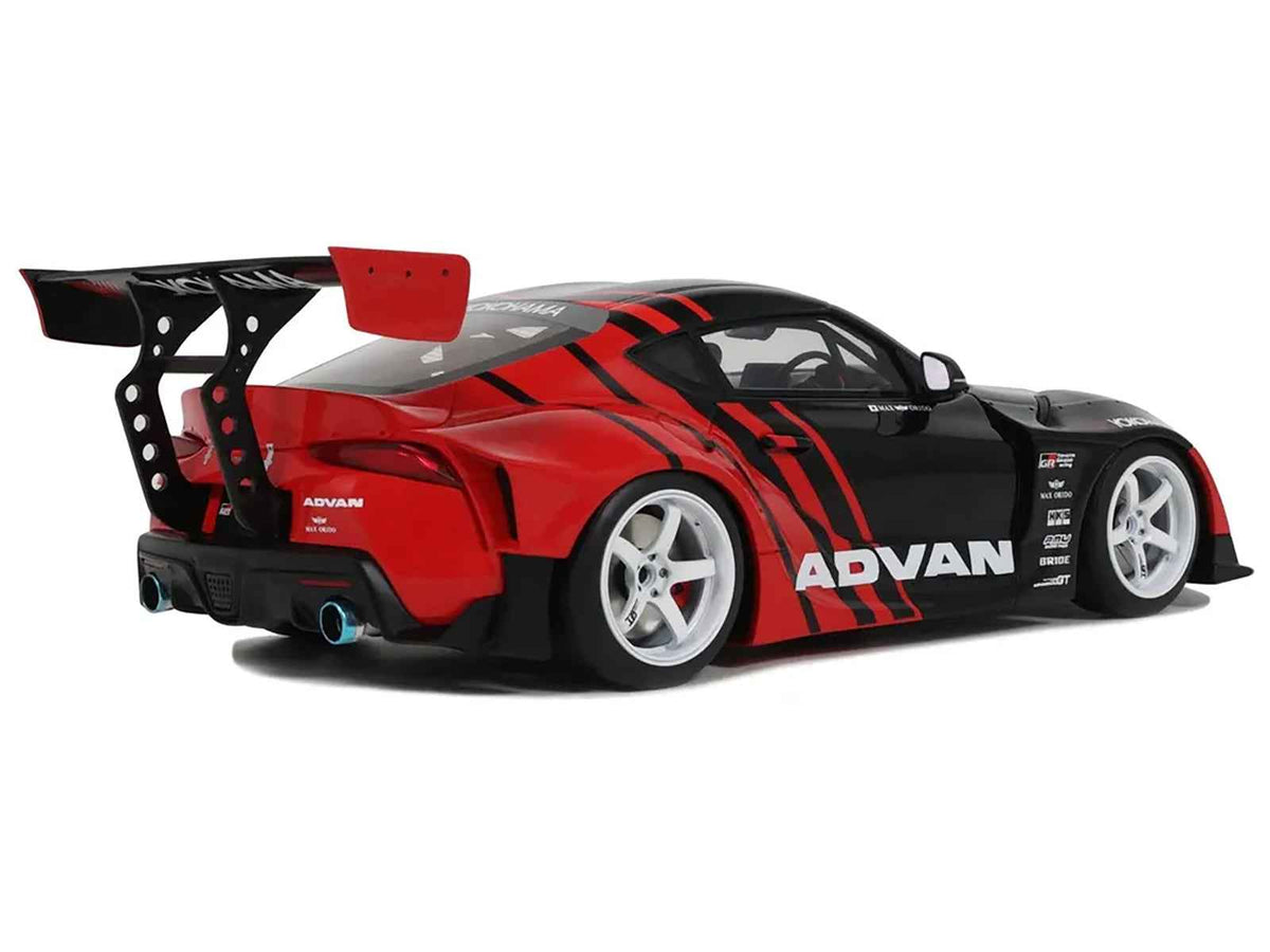 2020 Toyota Supra GR RHD (Right Hand Drive) "Advan" Black and Red 1/18 Model Car by GT Spirit