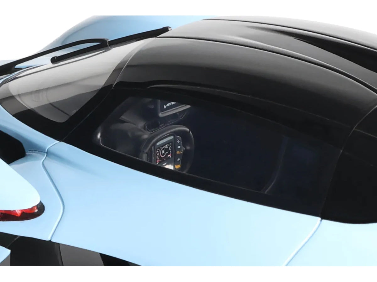 2023 Aston Martin Valkyrie Light Blue with Black Top 1/18 Model Car by GT Spirit