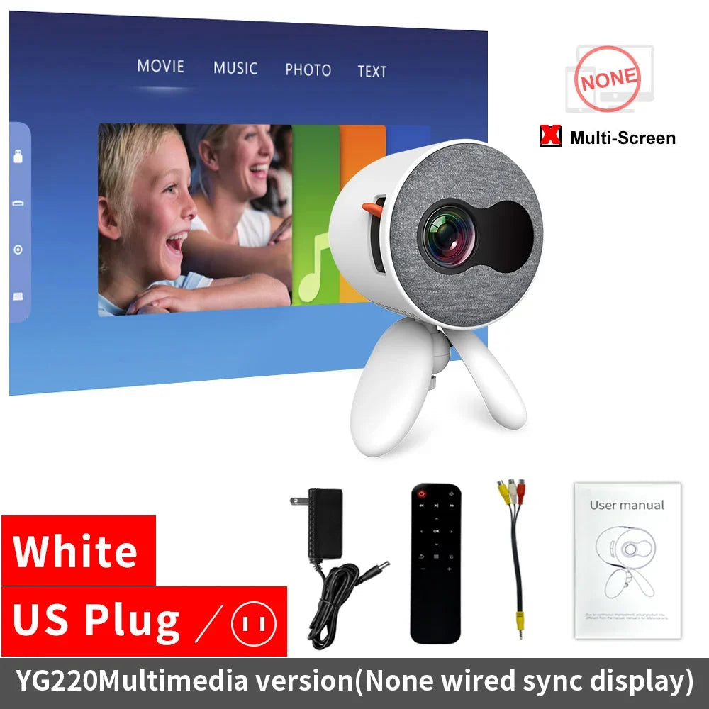 LEJIADA YG220 Mini Projector 3.5mm Audio Phone with screen Update Version Portable Pocket Cute Projector Video Player Kids Gift