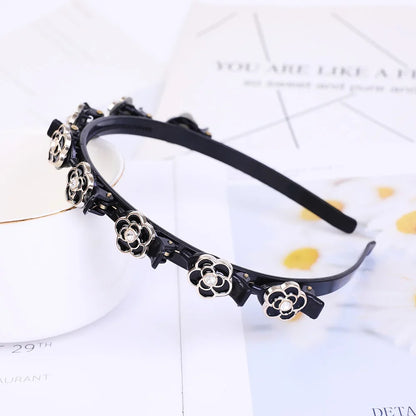 Double Layer Braided Pearl Headband for Women