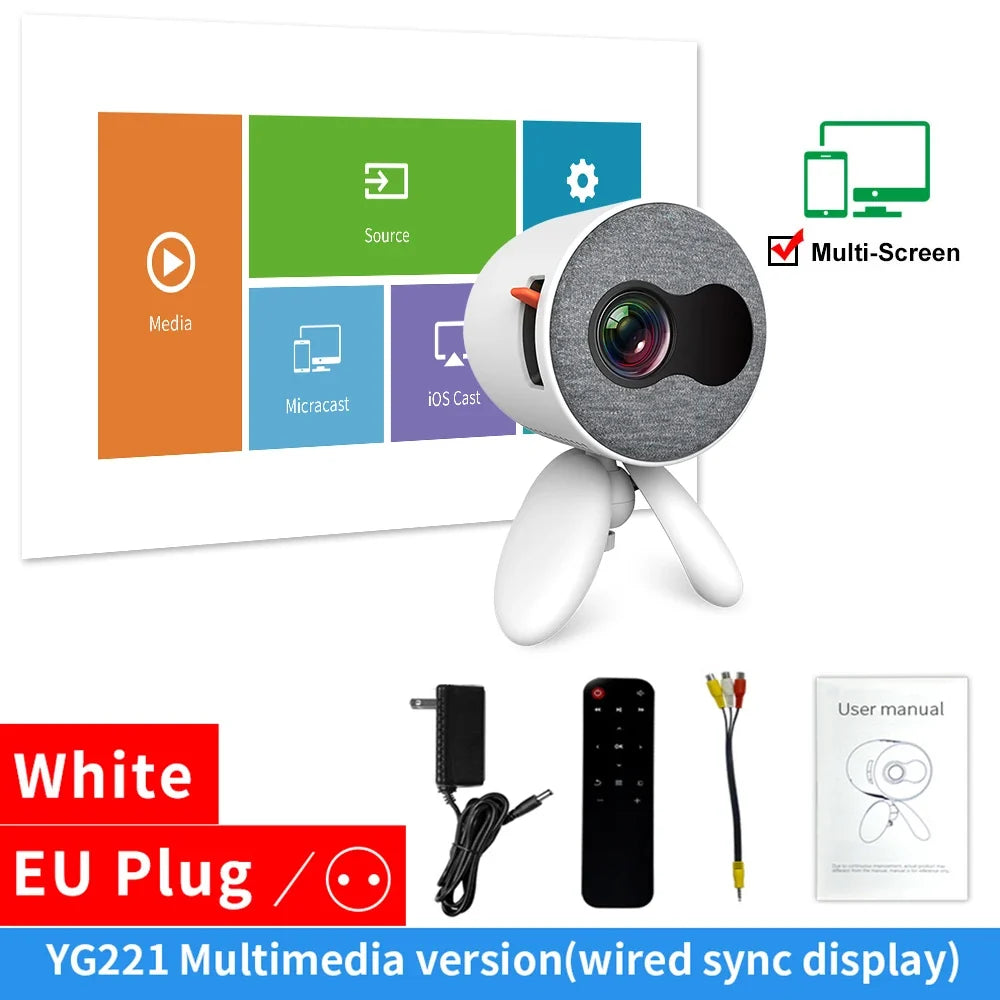 LEJIADA YG220 Mini Projector 3.5mm Audio Phone with screen Update Version Portable Pocket Cute Projector Video Player Kids Gift