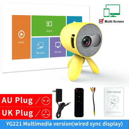 LEJIADA YG220 Mini Projector 3.5mm Audio Phone with screen Update Version Portable Pocket Cute Projector Video Player Kids Gift